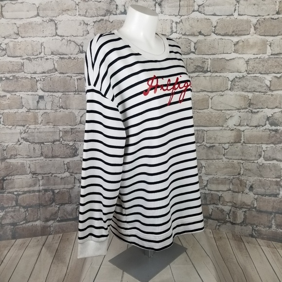 Tommy Hilfiger Sweatshirt Striped Spellout Large - Picture 3 of 8